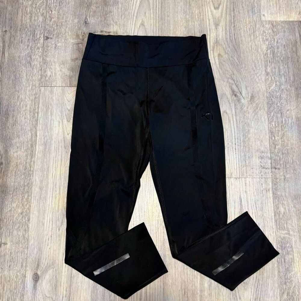 Kari Traa High Waist Solid Black Women's Leggings Logo Accent Size S Yoga